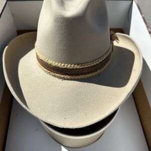 Stetson Gun Club Cowboy Hat Size 7 Western Rodeo Vintage Beige Yellowstone READ